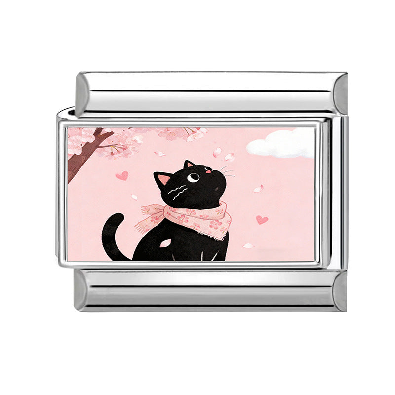 Wholesale Cat Theme DIY Modular Bracelet Stainless Steel Fashion Jewelry Accessory Gift