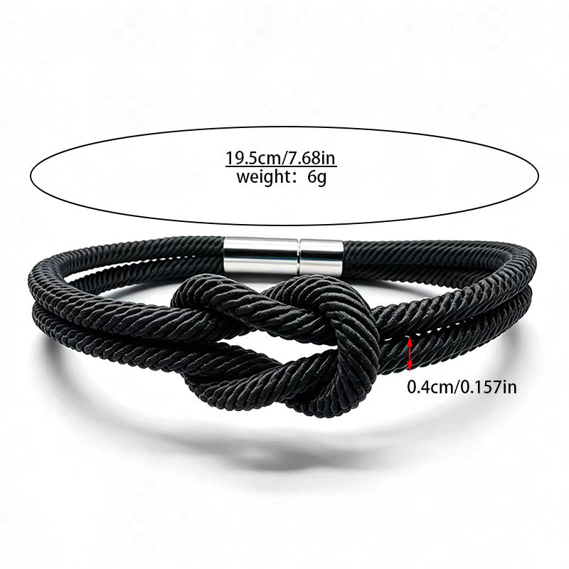 Wholesale Trendy 8 Knot Milan Rope Bracelet Handwoven Adjustable Unisex Couple Style Black Boutique Resale
