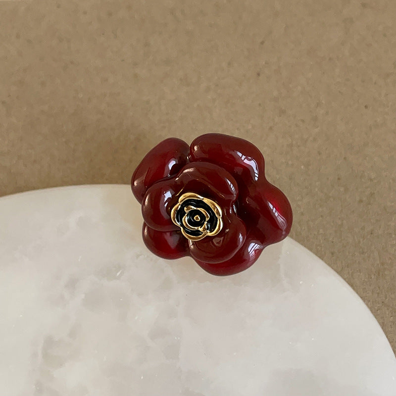 Wholesale  Red Oil Drop Flower Opening Ring