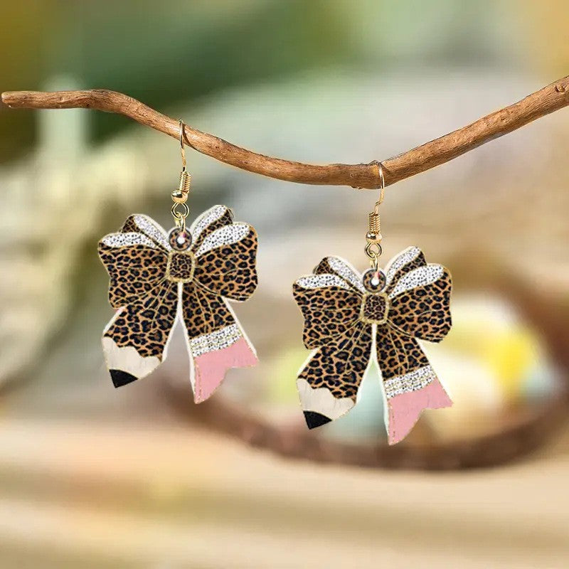 Wholesale College Bow Acrylic Earrings