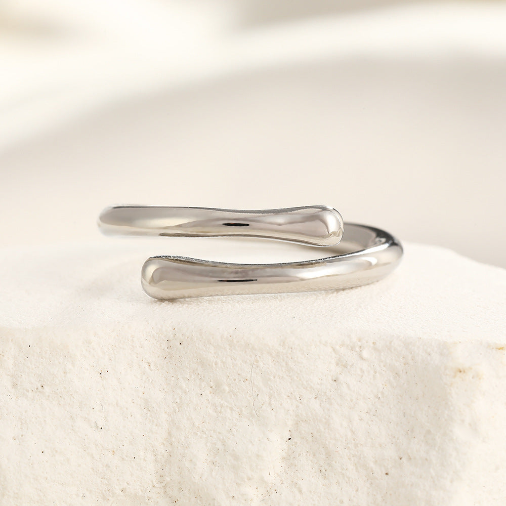 Wholesale Stainless Steel  Irregular Ring Line Ring Hollow Rings  ACC-RS-TaiMei006