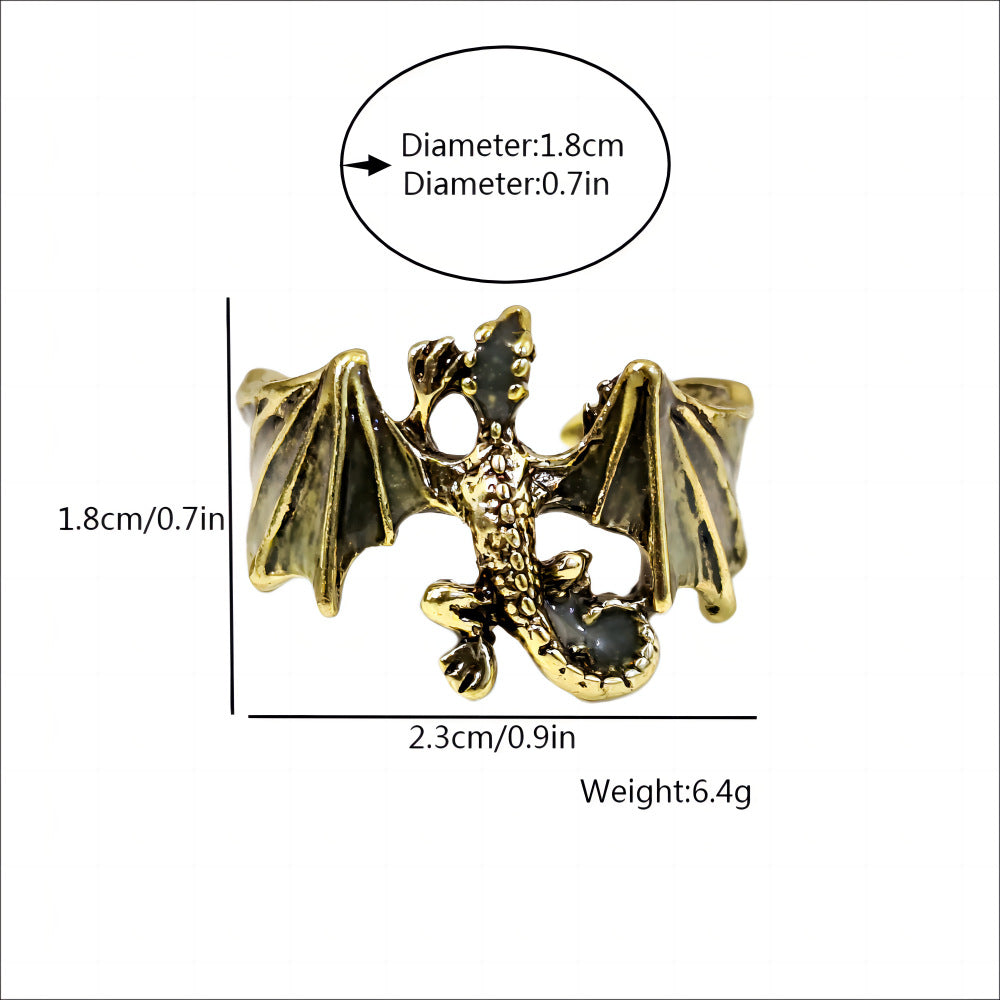 Wholesale Retro luminous pterosaur opening adjustable ring