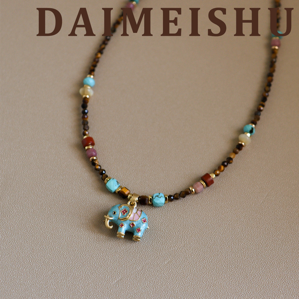 Wholesale Vintage Turquoise Pearl Elephant Choker Necklace