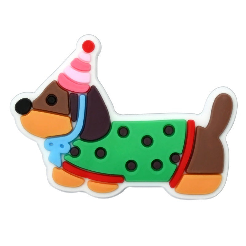 Wholesale   Random 100pcs Cartoon dachshund PVC Soft Rubber Shoe Buckle Decoration