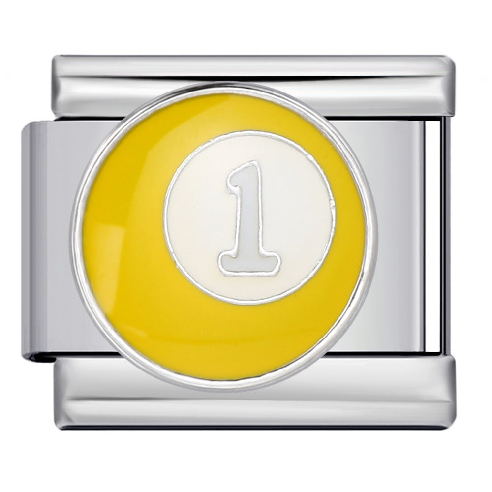 Wholesale 1-15 Color Billiards Italian Module Charms Welding Pattern Oil Drop Splicing Charms