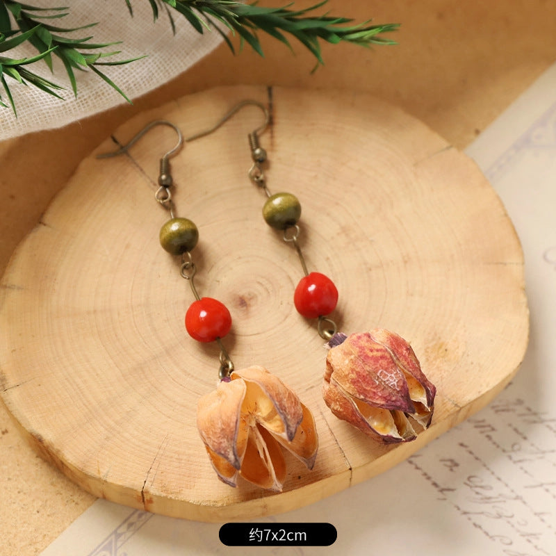 Wholesale Vintage Hand-made Plant Fruit Wood Earrings