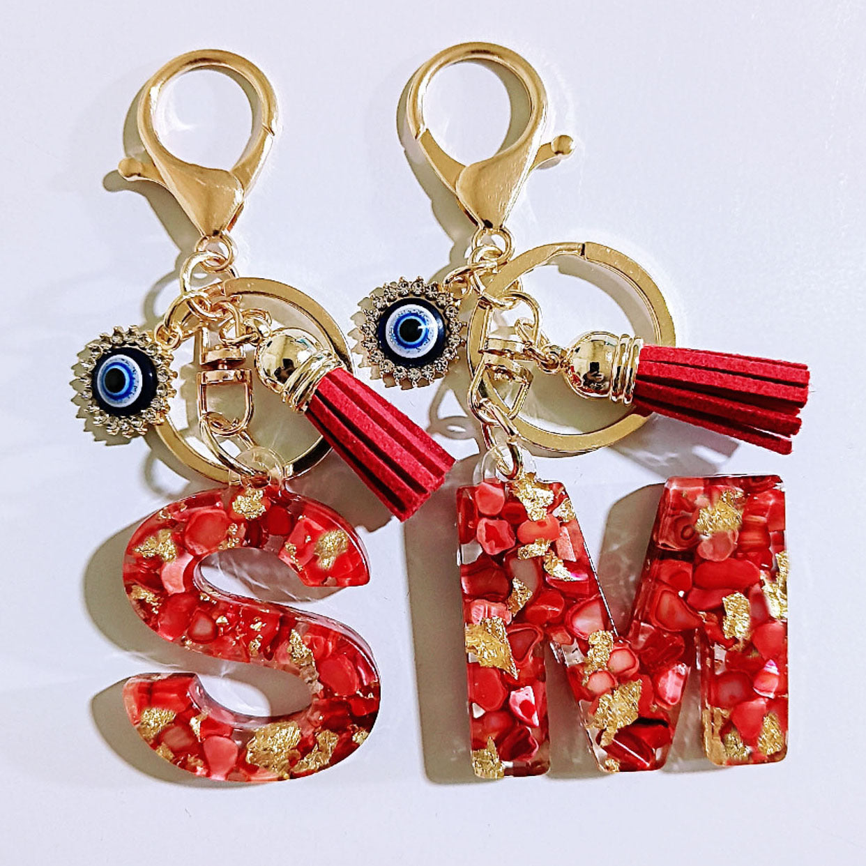 Wholesale Evil Eye Tassel Resin Letter Keychain Bag Charm Fashion Accessory for Party Resale