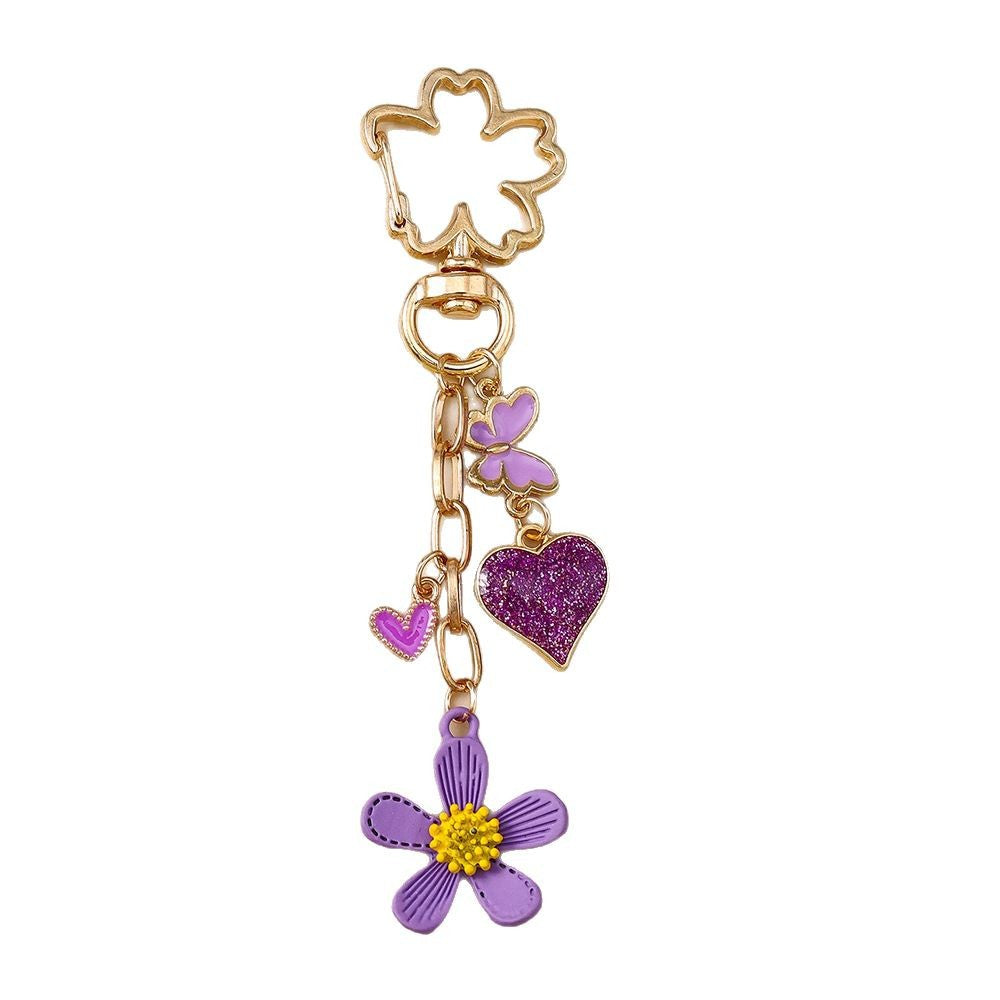 Wholesale Alloy Pearl Heart Flower Butterfly Keychain