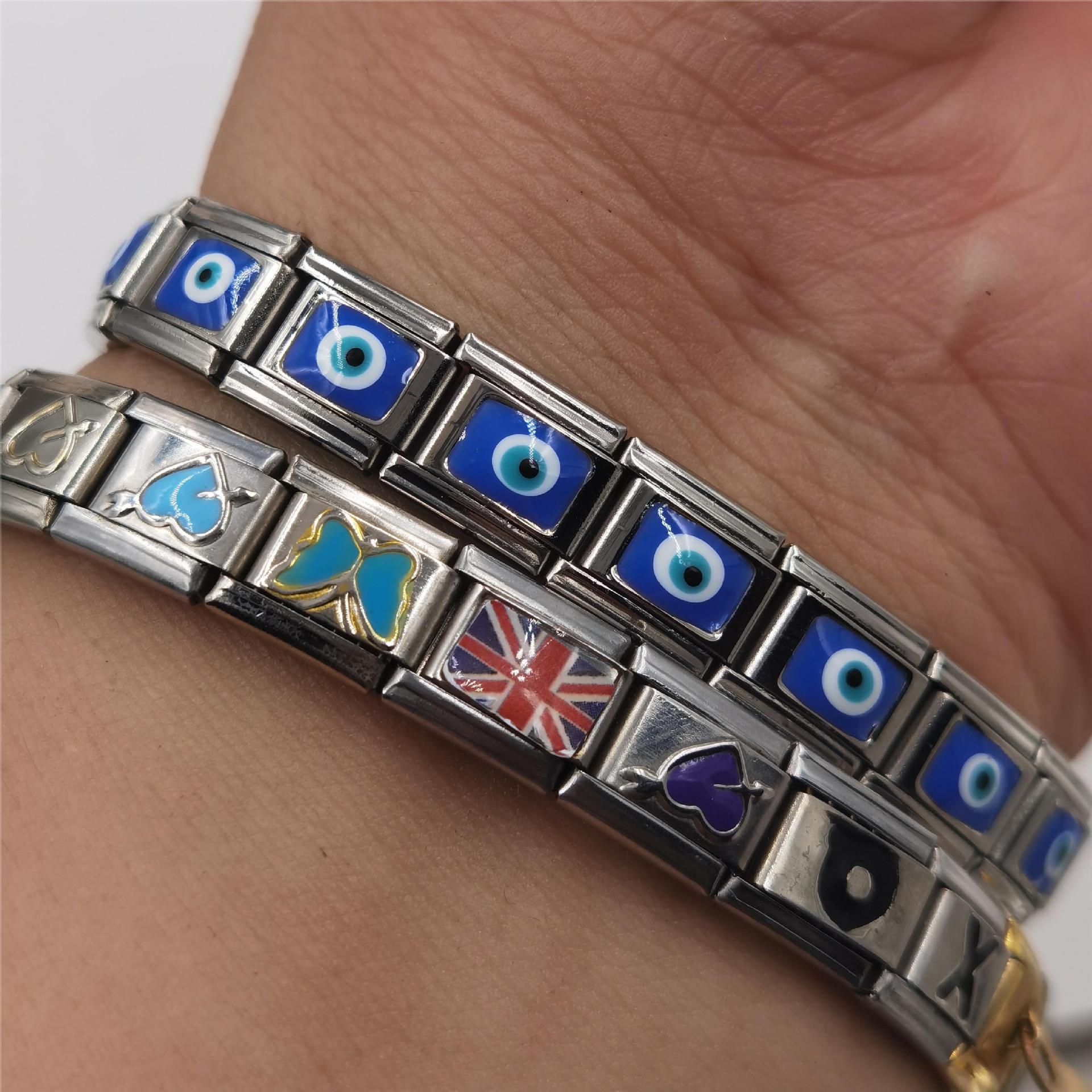 Wholesale Italian Charm Bracelet 9mm DIY Splicing Removable Stainless Steel Devil Eye Composable Bracelet ACC-BT-XY052