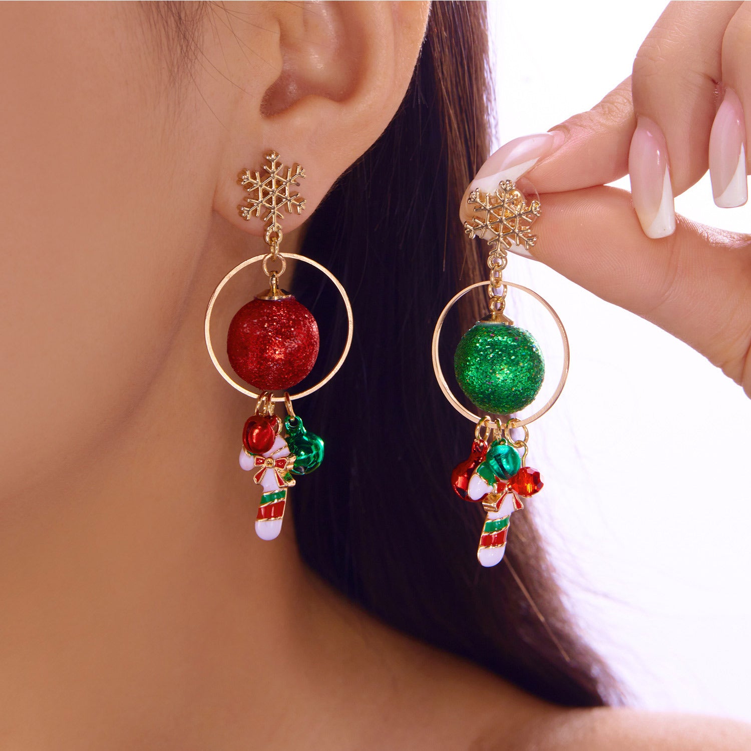 Wholesale Christmas party  colorful bells earrings