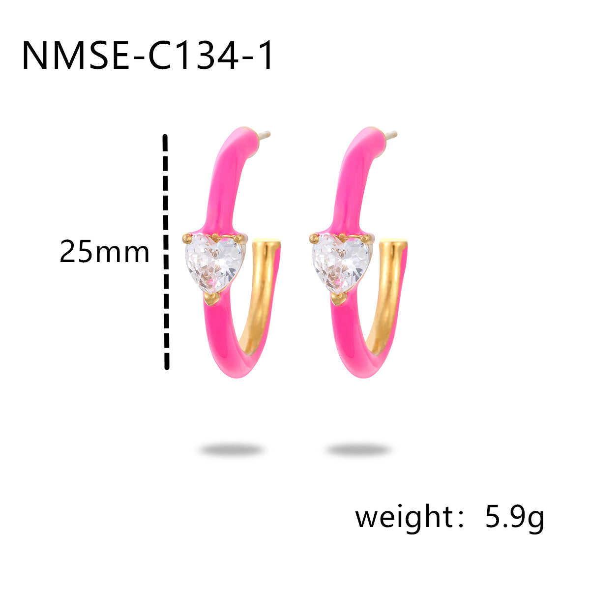 Wholesale C- shaped drop oil lovely zircon stainless steel earrings