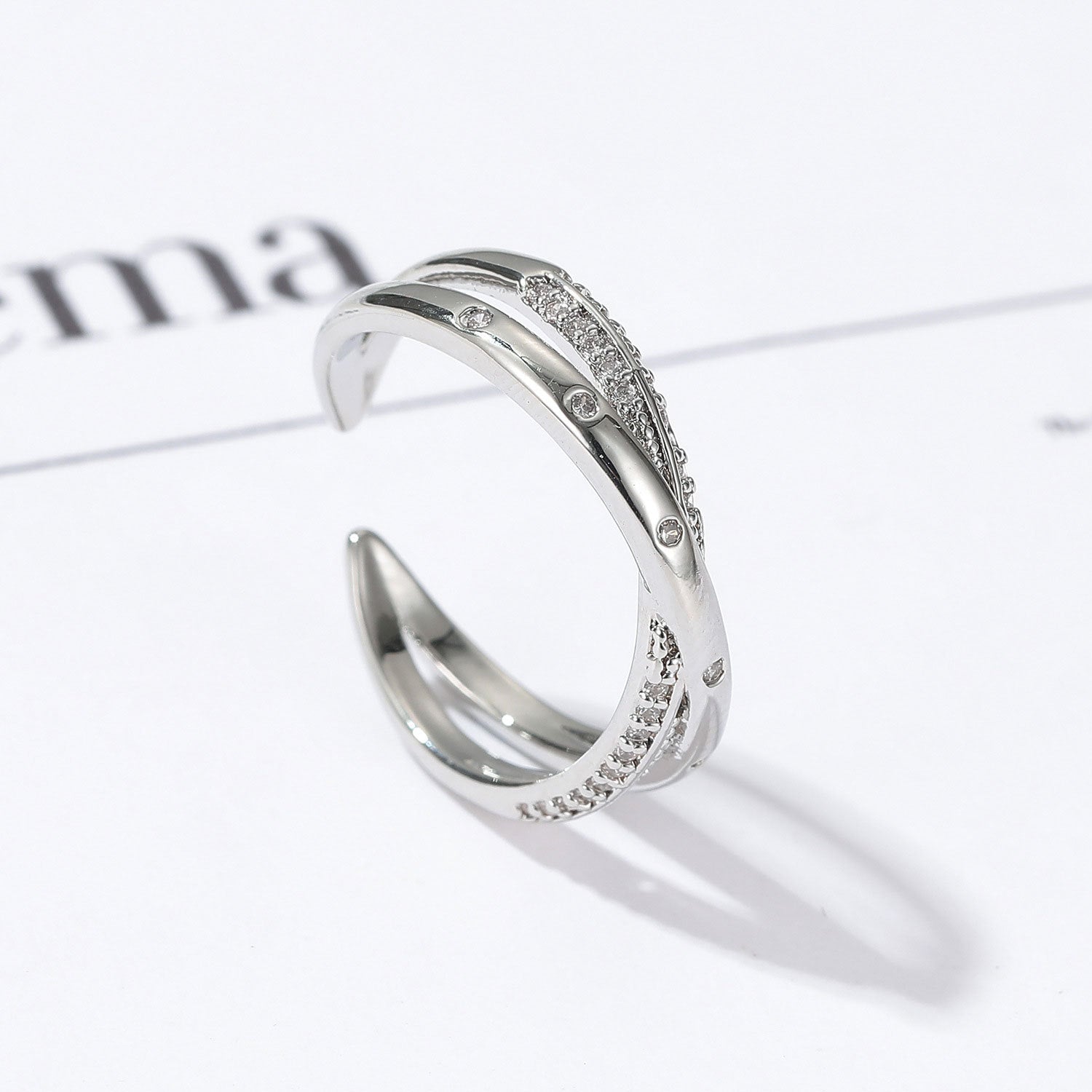 Wholesale  Cross-winding Ring  Open Ring Zircon Finger Ring Couple Ring