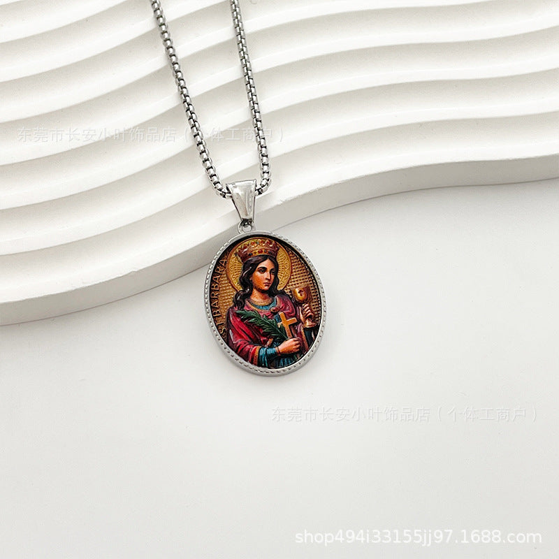 Wholesale Western Style Retro Enamel Oval Pendant Necklace