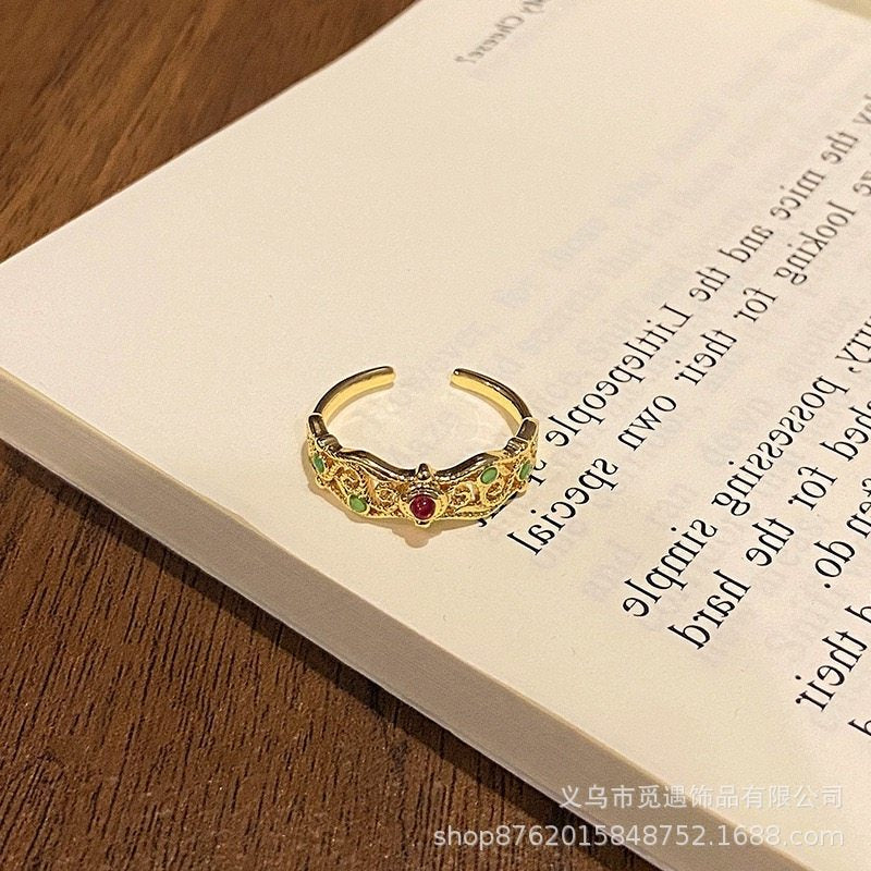 Wholesale Four-Leaf Flower Open Ring,  New Chinese Style Retro Design,  Trendy Jewelry Accessory for Women