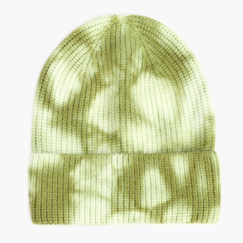 Wholesale  tie-dye turn-up knitted hat  winter fashion warm wool hat