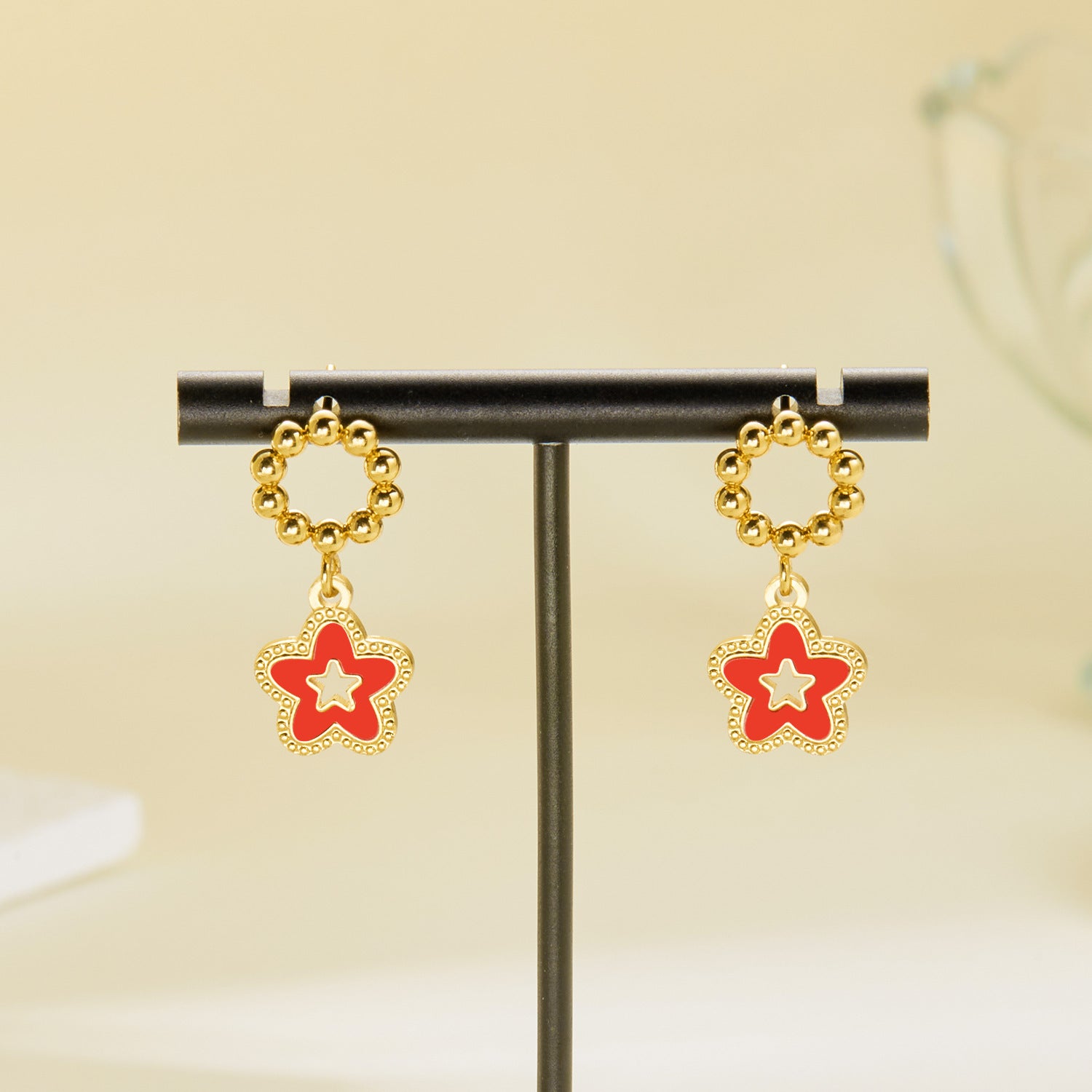 Wholesale  stainless steel ball love star earrings