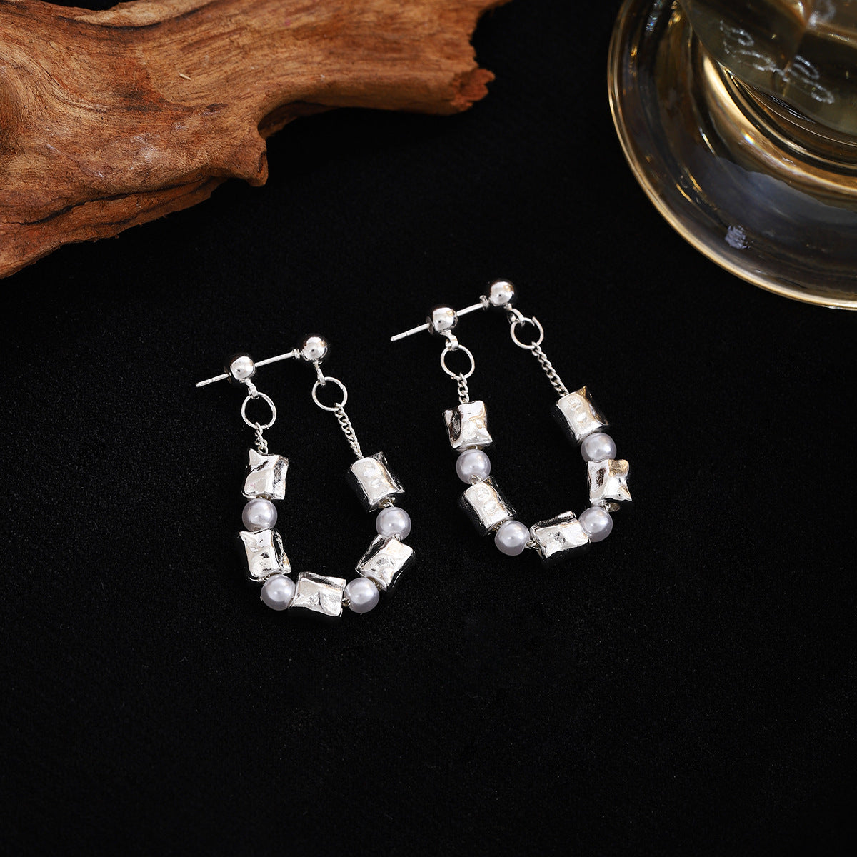 Wholesale Silver Needle Beaded Fringe Earrings