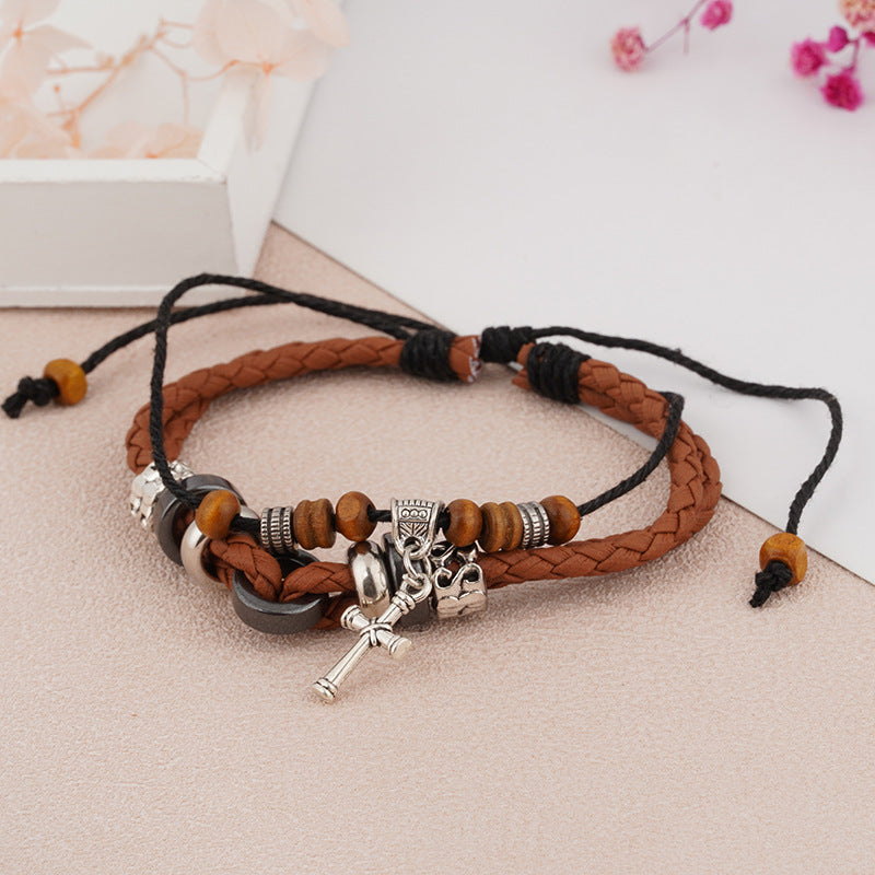 Wholesale Hand-woven multi-layered leaf bracelet