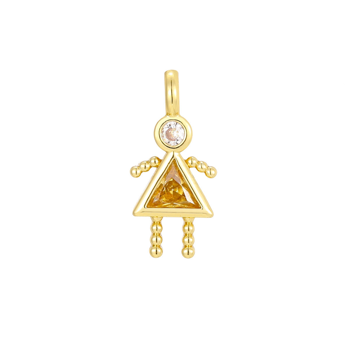 Wholesale Copper Plated 18K Gold Cartoon Birthstone Pendant Necklace,  Trendy Jewelry Accessory for Girls