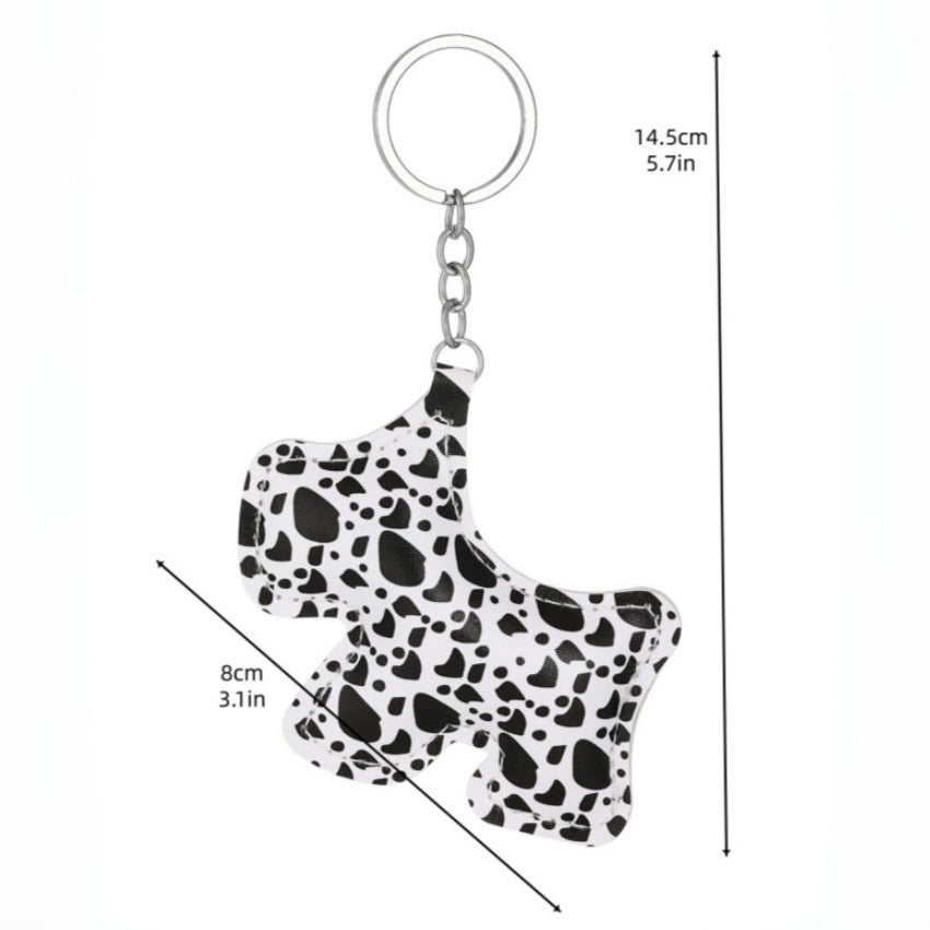 Wholesale New keychain pendant PU cotton-filled leopard print puppy car pendant bag pendant new couple heart pendant.