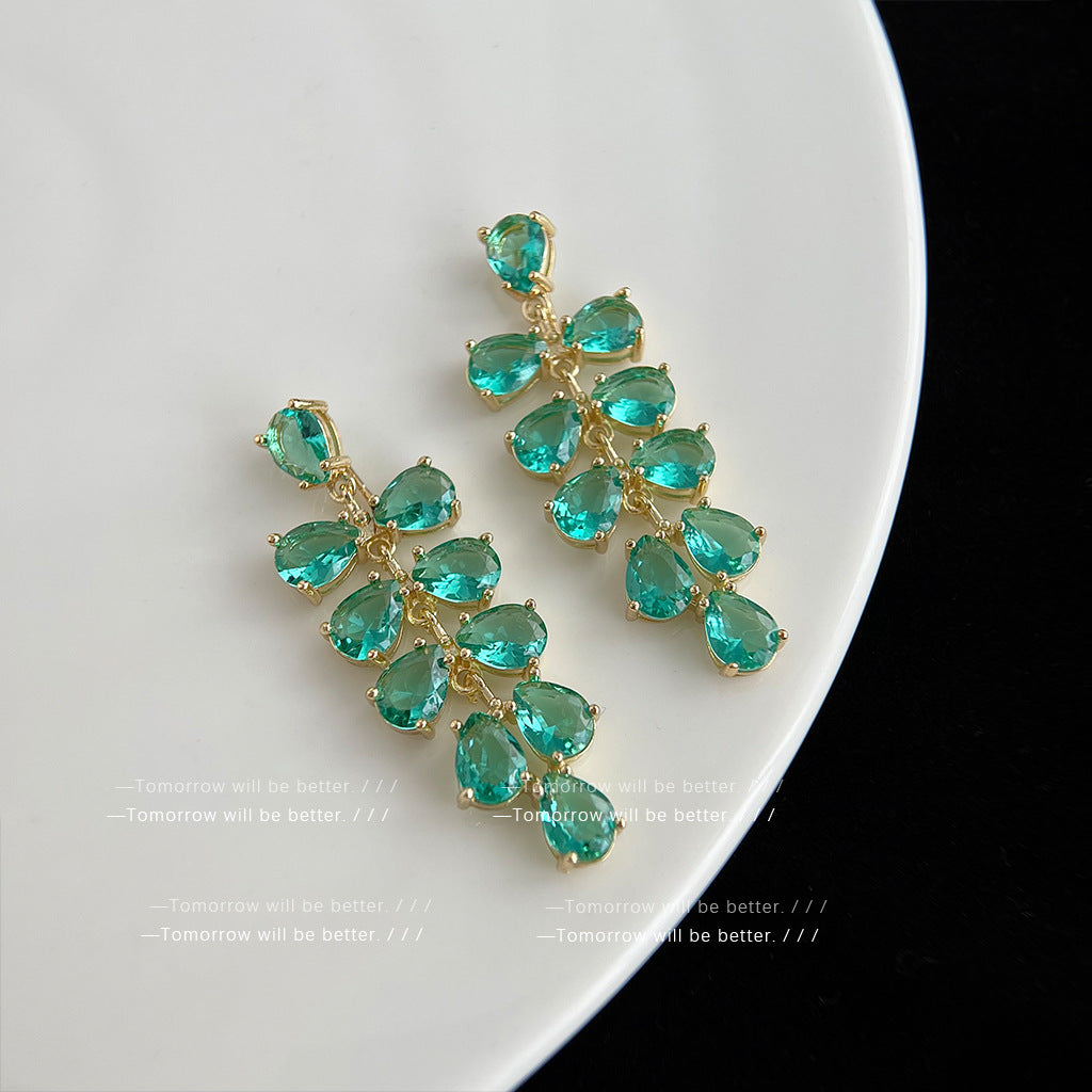 Wholesale Electroplated Colorful Gem Zircon Earrings Flower Earrings ACC-ES-Eryu009
