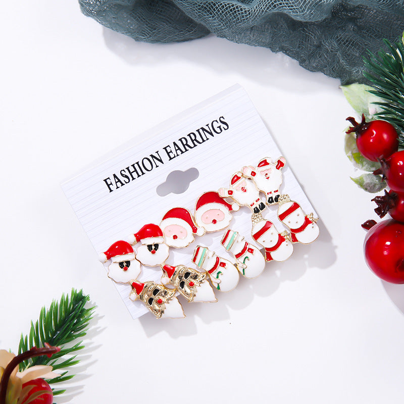 Wholesale Alloy Oil Drop Cartoon Santa Claus Earrings Set ACC-ES-Zhey007