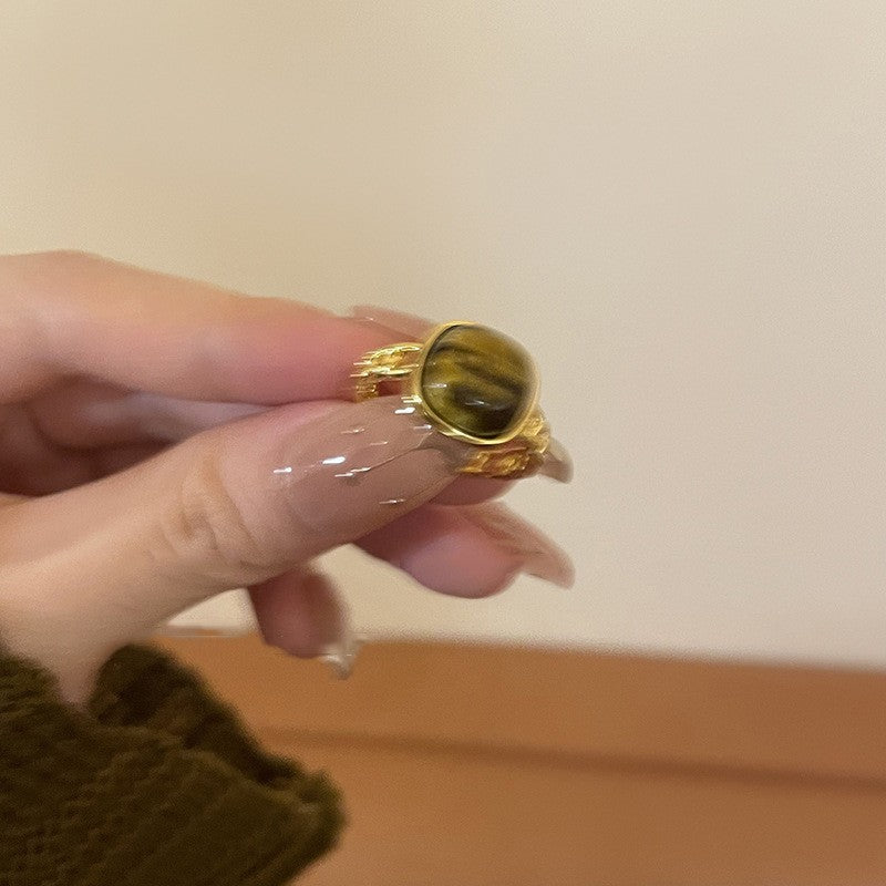 Wholesale Antique Style Retro Heavy Industry Ring Gold Plated 18k Brushed Diamond Vintage Ring Gold Plated Rings ACC-RS-YaoFeng001