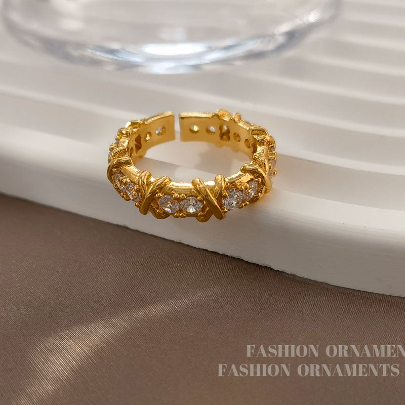 Wholesale Copper Gold Plated Zircon Open Ring