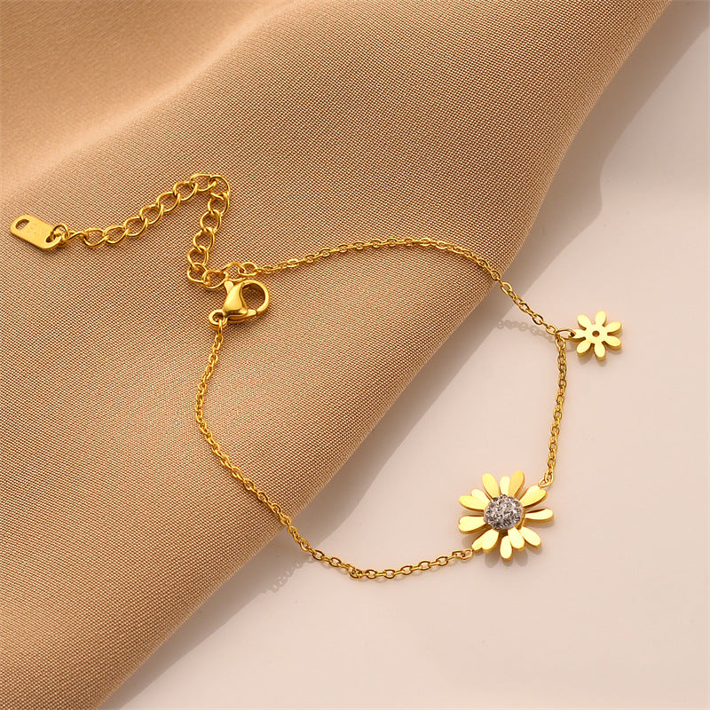 Wholesale Titanium Steel Daisy Bracelet Gold Stainless Steel Bracelets  ACC-BT-Chengy002