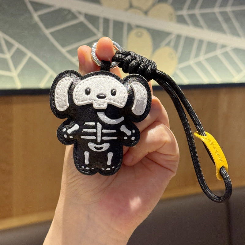 Wholesale Black Skull Leather Keychain For Couples Trendy Bag Charm And Car Key Accessory  Gift