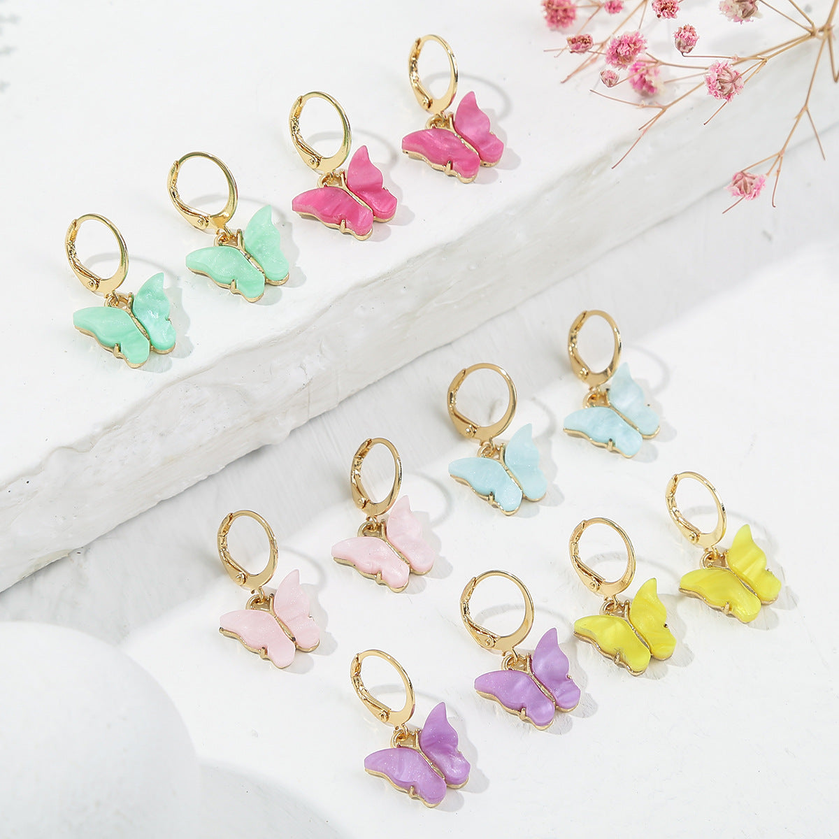 Wholesale  Animal Love Earrings Pearl Macaron Butterfly Earrings Set