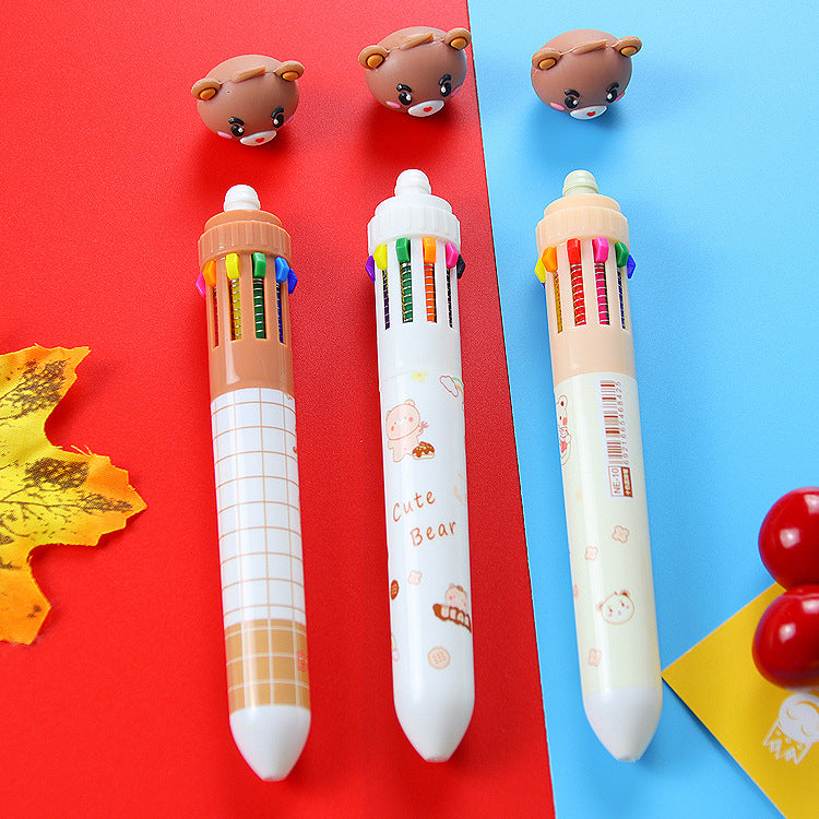Wholesale Creative Bear Press ten color ballpoint pen