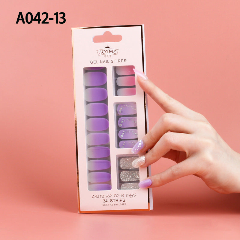 Wholesale Plastic Nail Stickers, Waterproof, Baking Free, Solid Color Nail Stickers, 34 Stickers Without Curling Edges ACC-NS-XKQ007