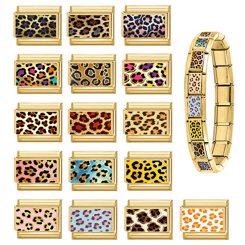 Wholesale Leopard Pattern DIY Modular Bracelet Accessories Alloy Plated Fashion Accessory for Boutique Resale