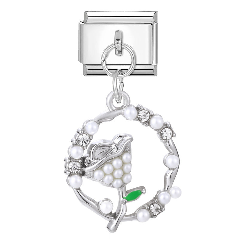 Wholesale 9mm Italian Charm Starter Bracelets DIY Heart Bow Pendant Stainless Steel Composable Bracelet