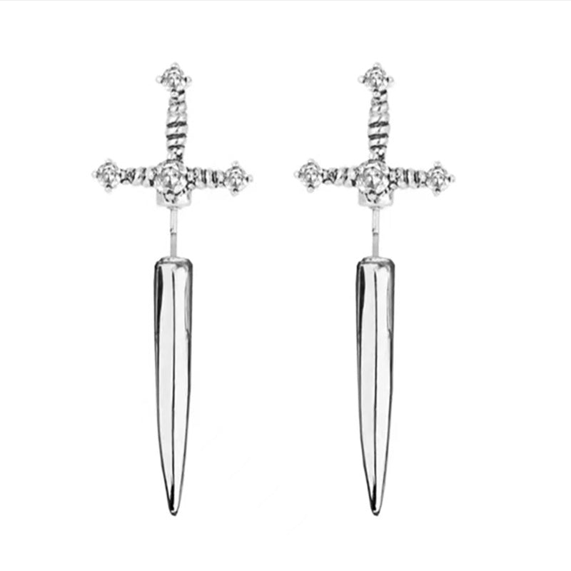 Wholesale Retro Crystal Diamond Dagger Earrings