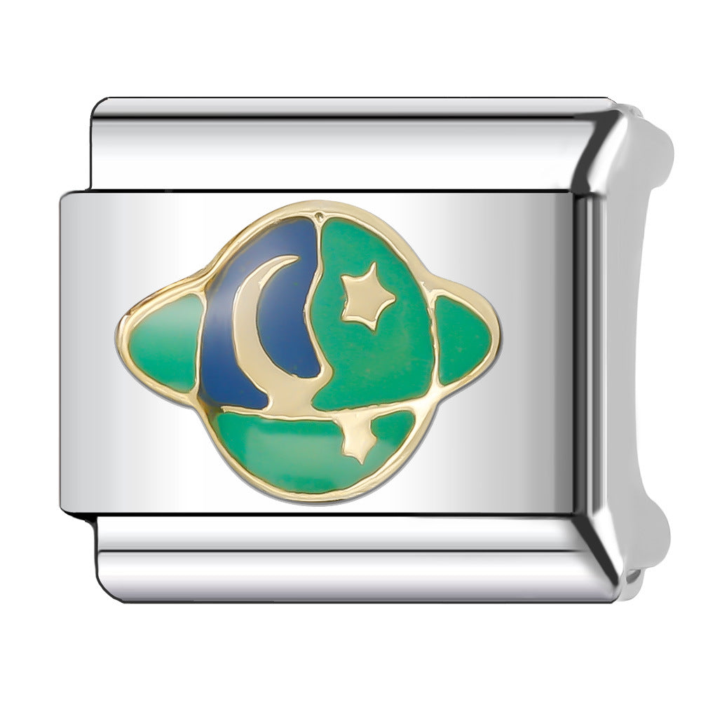 Wholesale Italian Charm Bracelet 9mm DIY Splicing Sun and Star Series Stainless Steel Composable Bracelet