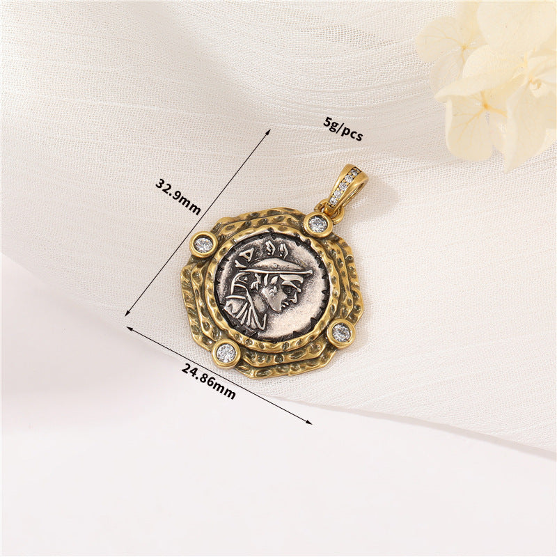 Wholesale Copper Greek Roman Retro Figure Pendant Necklace Fashion Accessory for Boutique Resale