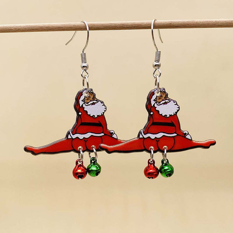 Wholesale Christmas  Santa bell acrylic earrings
