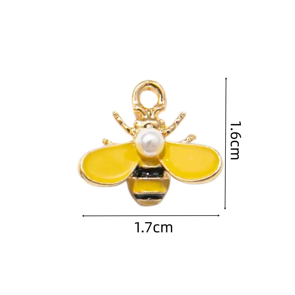 Wholesale 10pcs/pack  Alloy Oil Dripping Cartoon Bee Animal DIY Earrings Keychain Pendant Jewelry Accessories Bag Pendant