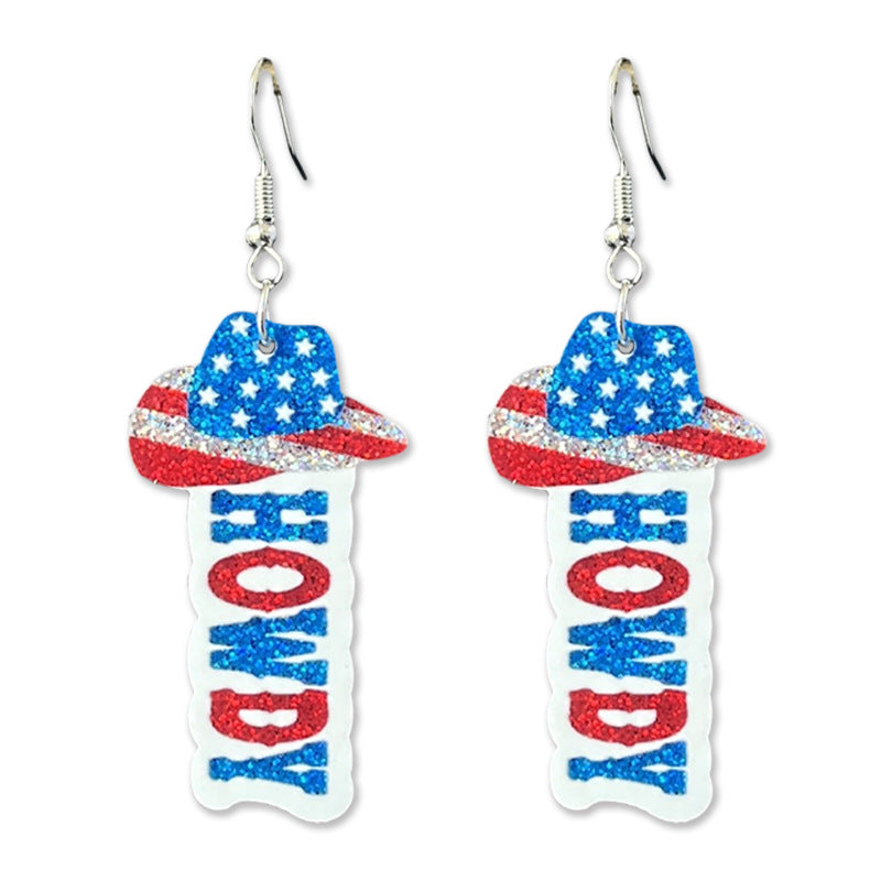 Wholesale Independence Day July 4  Shiny Bald Eagle Boots Butterfly Earrings