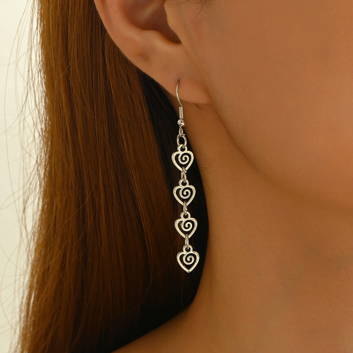 Wholesale Punk Cowboy Long Earrings Antique Silver Star Swirl Alloy Jewelry Fashion Accessory Party Wear Boutique