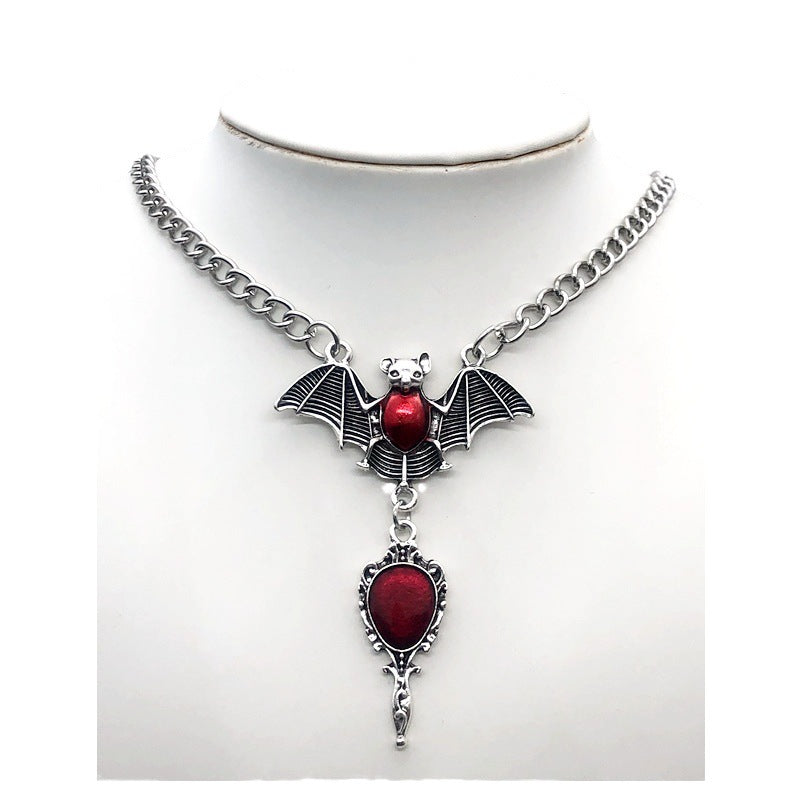 Wholesale Gothic Hip Hop Bat Cross let Mirror Necklace