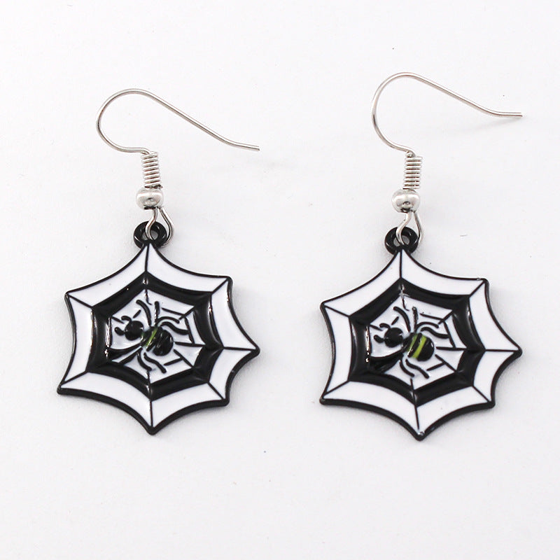 Wholesale Halloween Ghost Face Bat Spider Cross Alloy Oil Drop Earrings ACC-ES-Liyao004