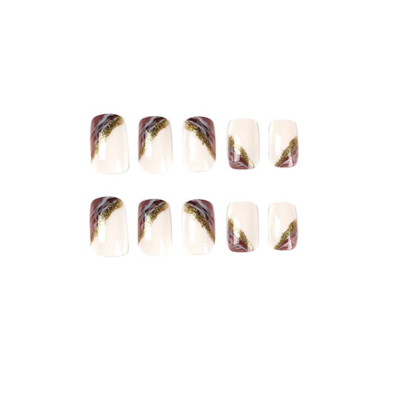 Wholesale 24 Pieces/box White and Purple Smudge Press-on Nails Kits Nail Stickers ACC-NS-LeFan074