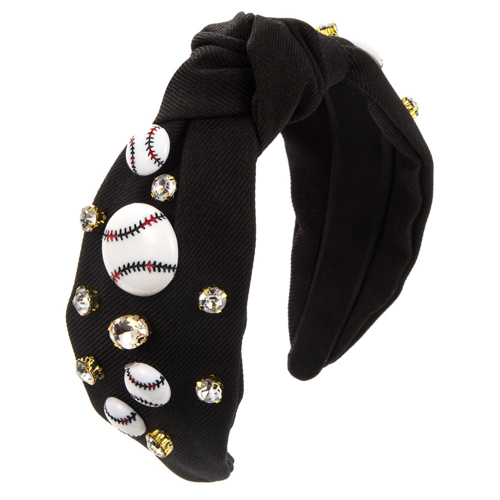 Wholesale Sports Style Basketball, Football, Baseball Fabric with Diamond Hairbands ACC-HD-HM004