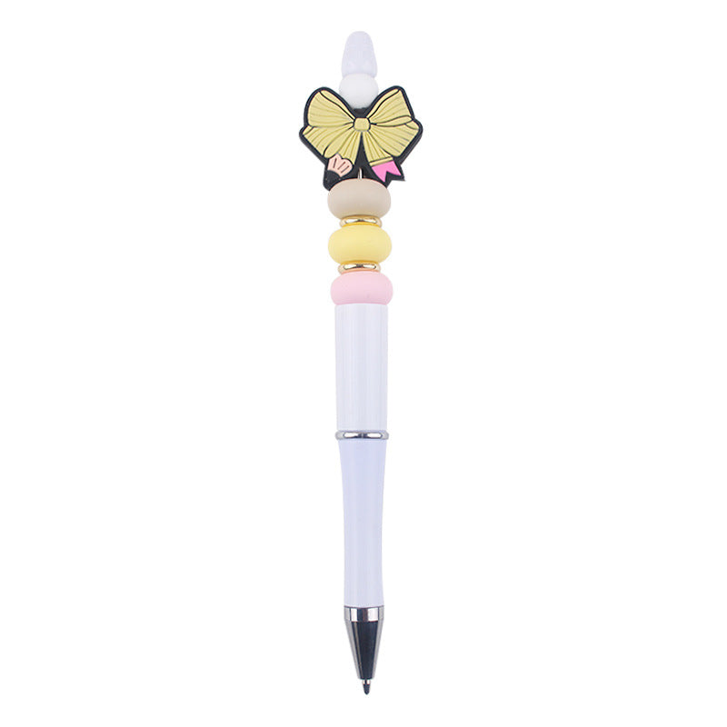 Wholesale  Teachers' Day Beaded Pen DIY Creative Cartoon Bow Silicone Beaded Pen