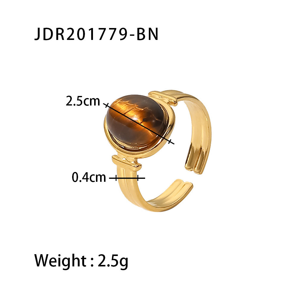 Wholesale Retro Titanium Steel Open Gemstone Ring