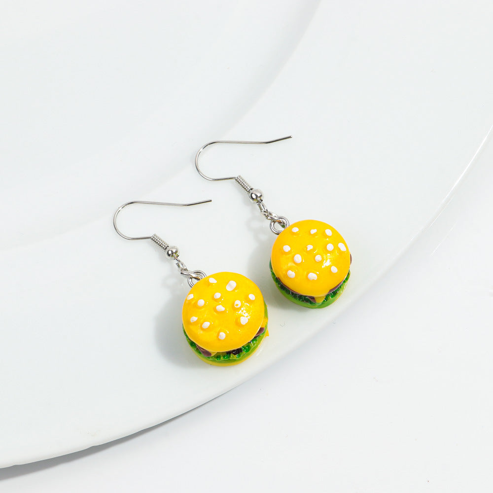 Wholesale Chic Food-Themed Resin Earrings - Fun Hamburger,  Fries,  Popcorn &  Chocolate Designs - Fashion Accessory for Everyday Wear or Gift