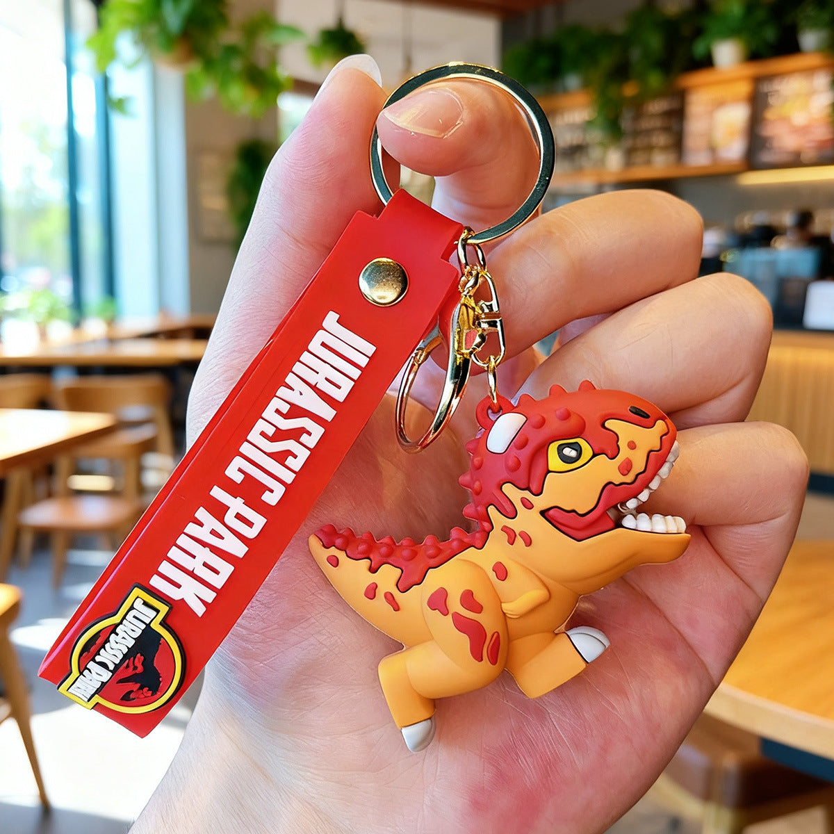 Commercio all'ingrosso dinosauro giurassico portachiavi ciondolo cartoon anime Tyrannosaurus Rex Triceratops